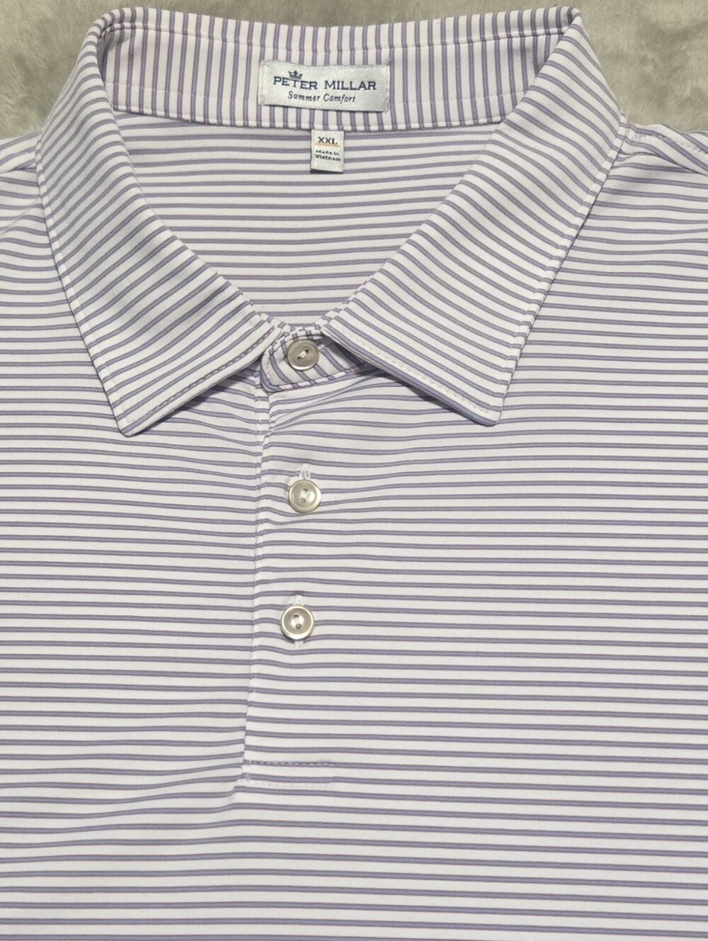 Peter Millar Summer Comfort Narrow Striped Performance Golf Polo Mens Size XXL